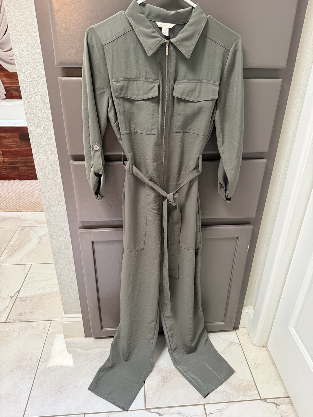 Cato Olive Green Utility Jumpsuit with Tie Waist